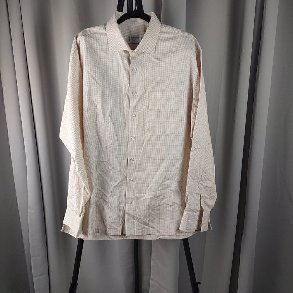 Sam Surin Gold/White Checked 8 Button Dress Shirt (See photo's for approx meas)
